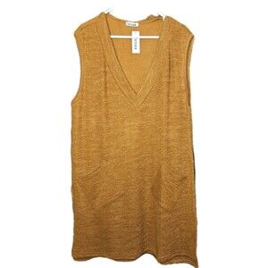 NWT VETIOR Orange Knit Sweater Vest Dress XL V-Neck Pinafore Boho Academic